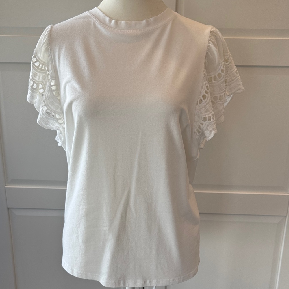 Elegant White Lace Sleeve Women's Top